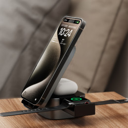 Dudao A11Pro+ indukcinis įkroviklis 15W 3in1 telefonui / išmaniajam laikrodžiui / ausinėms - juodas