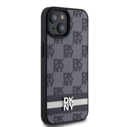 DKNY odinis languotas monofoninis dėklas su spausdintomis juostelėmis, skirtas iPhone 15/ 14/ 13 – juodas