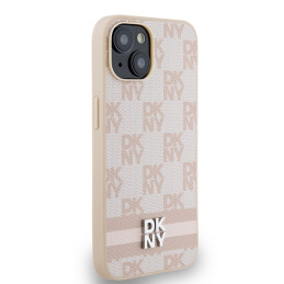 DKNY odinis languotas monofoninis dėklas su spausdintomis juostelėmis iPhone 15 / 14 / 13 - rožinis