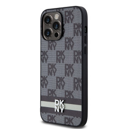 DKNY odinis languotas monofoninis raštas ir margintos juostelės iPhone 14 Pro Max dėklas – juodas