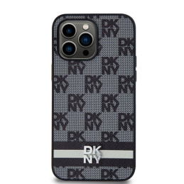 DKNY odinis languotas monofoninis raštas ir margintos juostelės iPhone 14 Pro Max dėklas – juodas