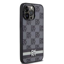 DKNY odinis languotas monofoninis raštas ir margintos juostelės iPhone 14 Pro Max dėklas – juodas