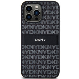 DKNY Leather Mono Stripe & Metal Logo dėklas, skirtas iPhone 14 Pro Max - juodas