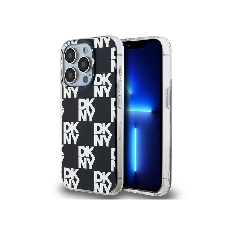 DKNY IML Checkered Mono Pattern dėklas, skirtas iPhone 15 Pro - juodas
