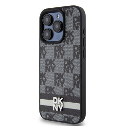 DKNY odinis languotas monofoninis raštas ir spausdintos juostelės iPhone 15 Pro dėklas – juodas