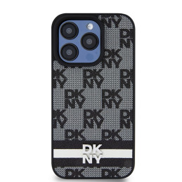 DKNY odinis languotas monofoninis raštas ir spausdintos juostelės iPhone 15 Pro dėklas – juodas