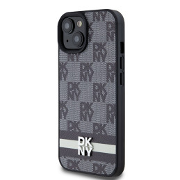 DKNY odinis languotas monofoninis dėklas ir spausdintomis juostelėmis, skirtas iPhone 15 Plus / 14 Plus – juodas