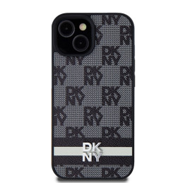 DKNY odinis languotas monofoninis dėklas ir spausdintomis juostelėmis, skirtas iPhone 15 Plus / 14 Plus – juodas
