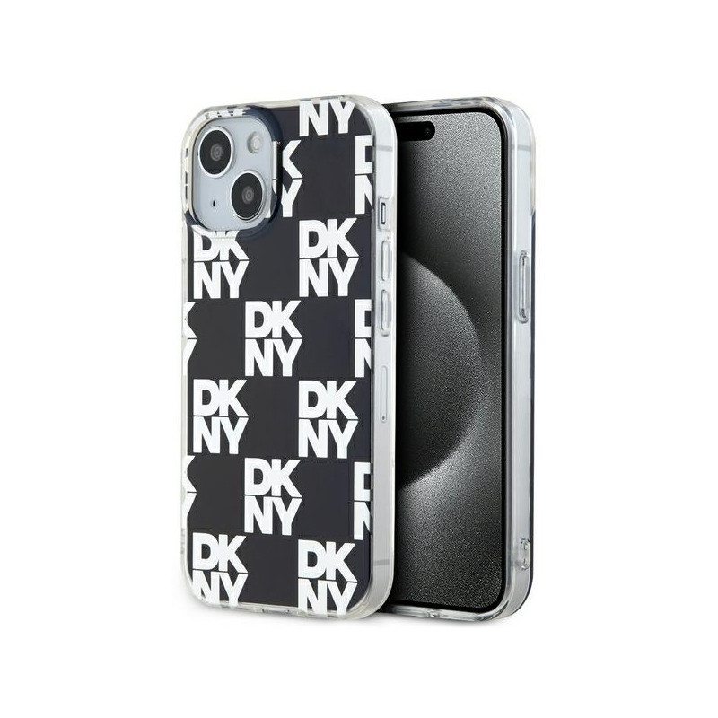 DKNY IML Checkered Mono Pattern dėklas, skirtas iPhone 15 / 14 / 13 - juodas