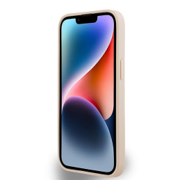 DKNY odinis languotas monofoninis dėklas su spausdintomis juostelėmis iPhone 15 / 14 / 13 - rožinis