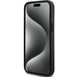DKNY odinis mono juostinis ir metalinis logotipo dėklas, skirtas iPhone 15/ 14/ 13 – juodas