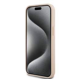DKNY Leather Mono Stripe & Metal Logo dėklas, skirtas iPhone 15 / 14 / 13 - rožinis