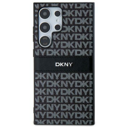 DKNY Leather Mono Stripe & Metal Logo dėklas, skirtas Samsung Galaxy S24 Ultra - juodas