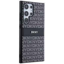 DKNY Leather Mono Stripe & Metal Logo dėklas, skirtas Samsung Galaxy S24 Ultra - juodas