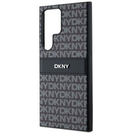 DKNY Leather Mono Stripe & Metal Logo dėklas, skirtas Samsung Galaxy S24 Ultra - juodas