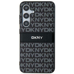 DKNY Leather Mono Stripe & Metal Logo dėklas, skirtas Samsung Galaxy S24+ - juodas