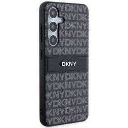 DKNY Leather Mono Stripe & Metal Logo dėklas, skirtas Samsung Galaxy S24+ - juodas