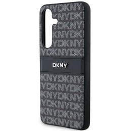 DKNY Leather Mono Stripe & Metal Logo dėklas, skirtas Samsung Galaxy S24+ - juodas