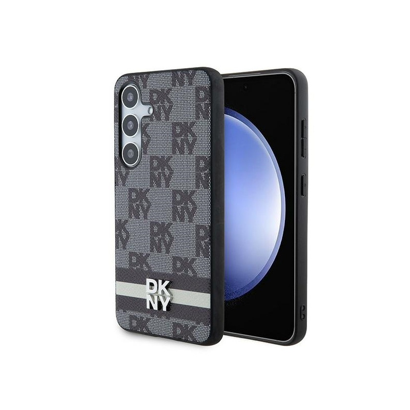 DKNY odinis languotas monofoninis dėklas su spausdintomis juostelėmis, skirtas Samsung Galaxy S24 – juodas
