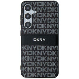 DKNY Leather Mono Stripe & Metal Logo dėklas, skirtas Samsung Galaxy S24 - juodas