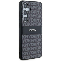 DKNY Leather Mono Stripe & Metal Logo dėklas, skirtas Samsung Galaxy S24 - juodas