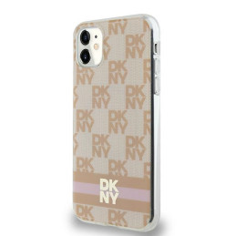 DKNY IML languotas monofoninis raštas ir spausdintos juostelės MagSafe dėklas, skirtas iPhone 11 / Xr - rožinis