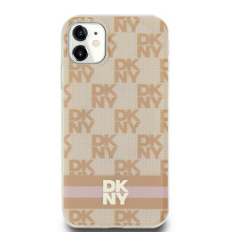 DKNY IML languotas monofoninis raštas ir spausdintos juostelės MagSafe dėklas, skirtas iPhone 11 / Xr - rožinis