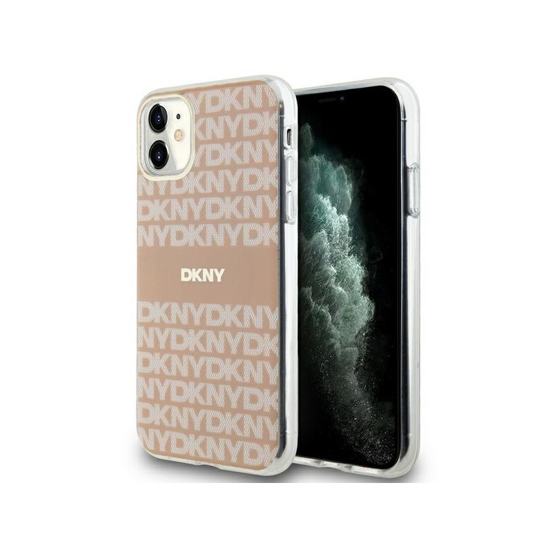 DKNY IML Mono & Stripe MagSafe dėklas iPhone 11 / Xr - rožinis