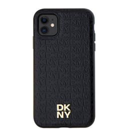 DKNY odinis monogramos raštas metalinis logotipas MagSafe dėklas, skirtas iPhone 11 / Xr - juodas