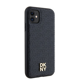 DKNY odinis monogramos raštas metalinis logotipas MagSafe dėklas, skirtas iPhone 11 / Xr - juodas