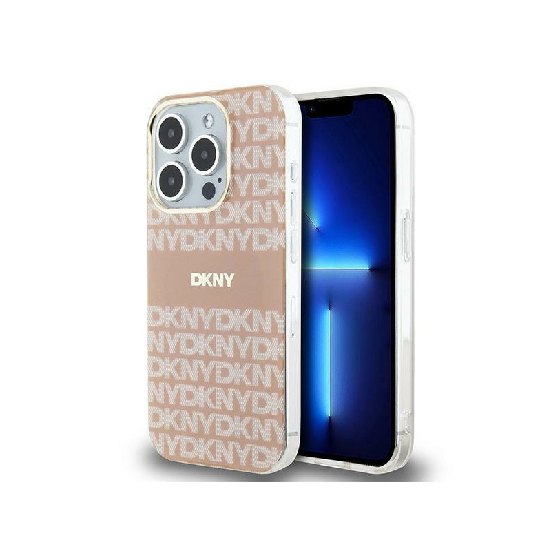 DKNY IML Mono & Stripe MagSafe dėklas iPhone 14 Pro - rožinis
