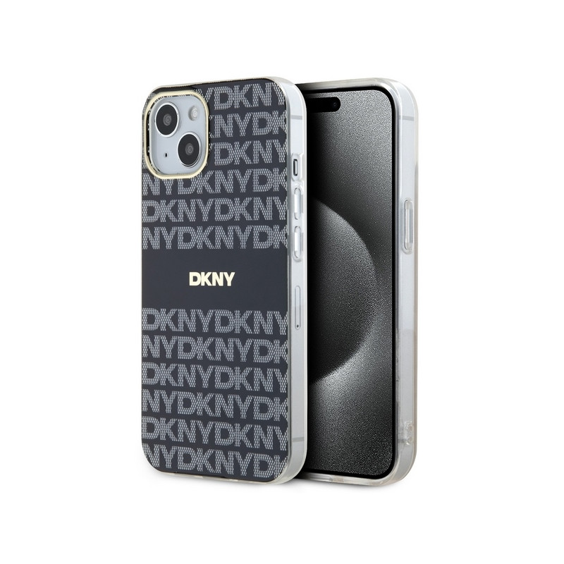 DKNY IML Mono & Stripe MagSafe dėklas, skirtas iPhone 15/ 14/ 13 – juodas
