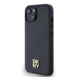 DKNY odinis monogramos raštas metalinis logotipas MagSafe dėklas, skirtas iPhone 15/ 14/ 13 – juodas