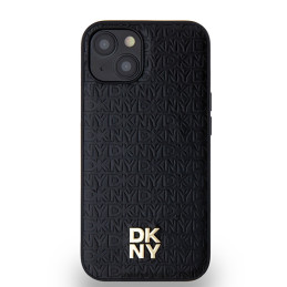 DKNY odinis monogramos raštas metalinis logotipas MagSafe dėklas, skirtas iPhone 15/ 14/ 13 – juodas
