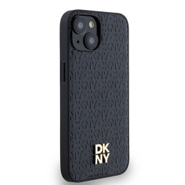 DKNY odinis monogramos raštas metalinis logotipas MagSafe dėklas, skirtas iPhone 15/ 14/ 13 – juodas