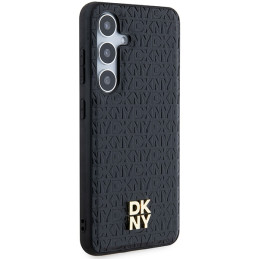 DKNY Leather Pattern Metal Logo MagSafe dėklas Samsung Galaxy S24 - juodas