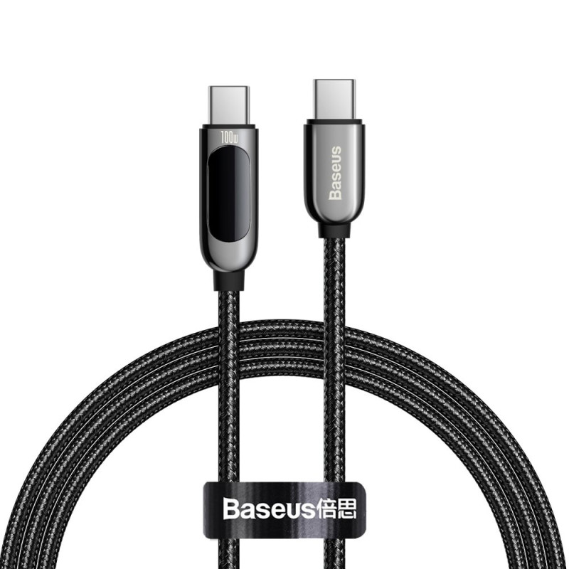Baseus CATSK-B01 USB-C - USB-C PD QC kabelis 100W 5A 480Mb/ s 1m su ekranu - juodas