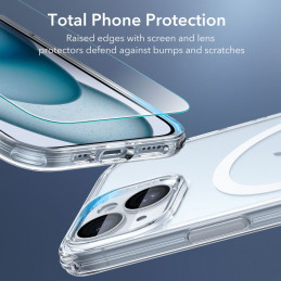 ESR Classic Pro Set Halolock MagSafe dėklas + stiklas ekranui ir kamerai iPhone 15 - skaidrus