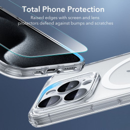 ESR Classic Pro Set Halolock MagSafe dėklas + stiklas ekranui ir kamerai iPhone 15 Pro Max - skaidrus