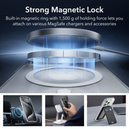 ESR Classic Pro Set Halolock MagSafe dėklas + stiklas ekranui ir kamerai iPhone 15 Pro Max - skaidrus