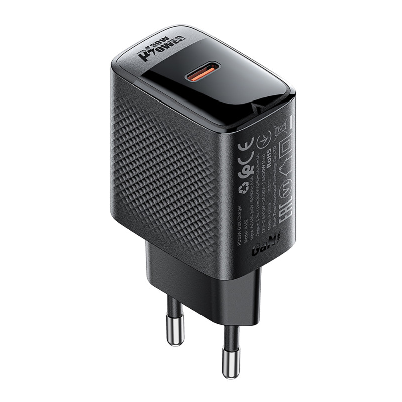 Acefast A102 GaN USB-C PD 30W tinklo įkroviklis - juodas