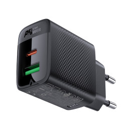 Acefast A78 GaN USB-A / USB-C PD 20W tinklo įkroviklis - juodas