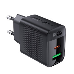 Acefast A78 GaN USB-A / USB-C PD 20W tinklo įkroviklis - juodas