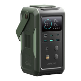 Powerbank Joyroom JR-PBF10 75000mAh 100W 3x USB-C 3x USB-A su sulankstomu žibintuvėliu ir rankena – žalia
