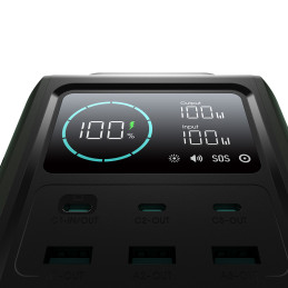 Powerbank Joyroom JR-PBF10 75000mAh 100W 3x USB-C 3x USB-A su sulankstomu žibintuvėliu ir rankena – žalia