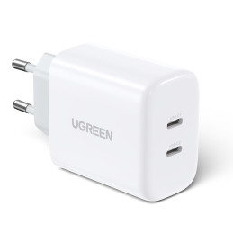 Ugreen sieninis įkroviklis 2x USB Type C 40W Power Delivery baltas (10343)