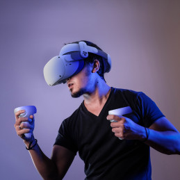 BoboVR M2+ įtempimą mažinantis dirželis, skirtas Meta Quest 2 VR akiniams – balti ir juodi
