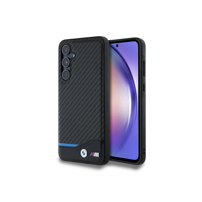 BMW Leather Carbon dėklas Samsung Galaxy A55 - juodas