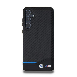 BMW Leather Carbon dėklas Samsung Galaxy A55 - juodas