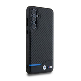 BMW Leather Carbon dėklas Samsung Galaxy A55 - juodas